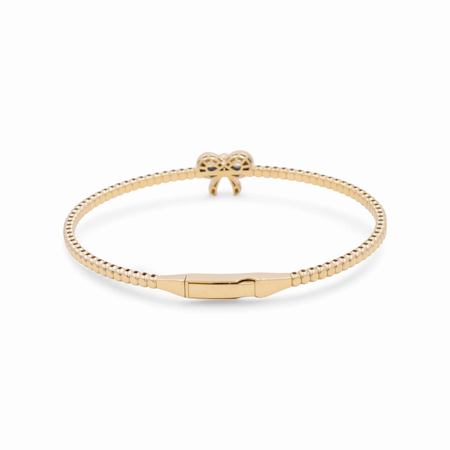 14K Yellow Gold Semisolid Women’s Bangle Bracelet with Ribbon / Weight: 7.9 GR / CPBB4RB