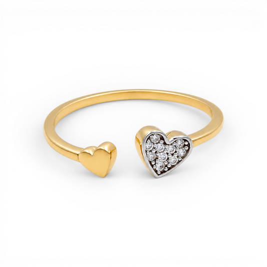 14K Yellow Gold Fashion Heart Women's Rings with Cz / Size: 7.5 / Weight: 1.2 GR / 401-01226