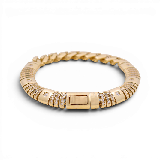 14K Yellow Gold Fashion Women's Bracelet with Cz / Size: 7" / Weight: 15.3 GR / ISWB4FS-17