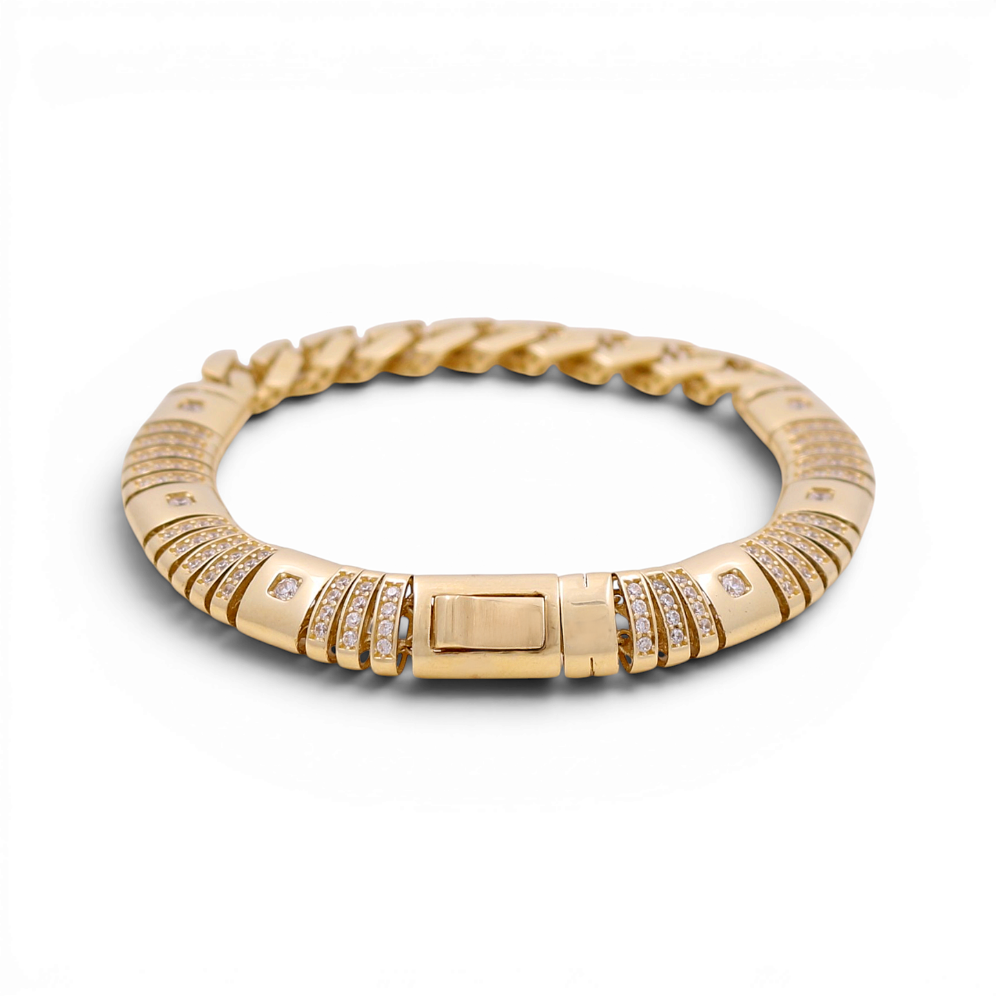 14K Yellow Gold Fashion Women's Bracelet with Cz / Size: 7" / Weight: 14.8 GR / ISWB4FS-17