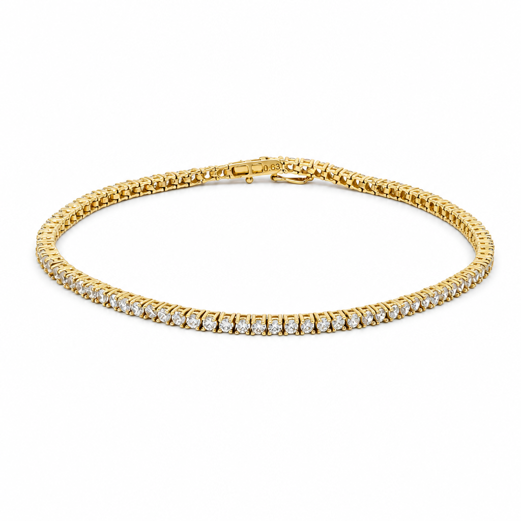 14K Yellow Gold Tennis Link Bracelet with Cz / Size: 2.2mm 7.5" / Weight: 6.3 GR / LLBWB4FS