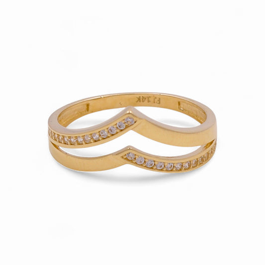 14K Yellow Gold Fashion Women's Ring with Cz / Size: 8 / Weight: 1.9 GR / CPWR4FS-20