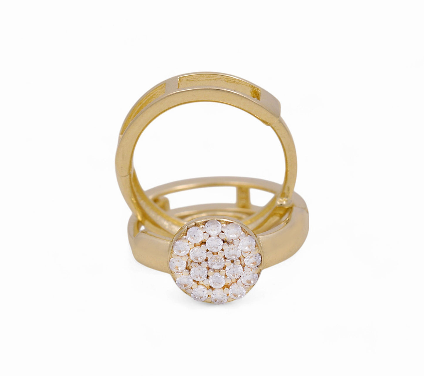 14K Yellow Gold Fashion Hoops Earrings / Stone: Cz / Weight: 2.2 GR / COEH4FS-2