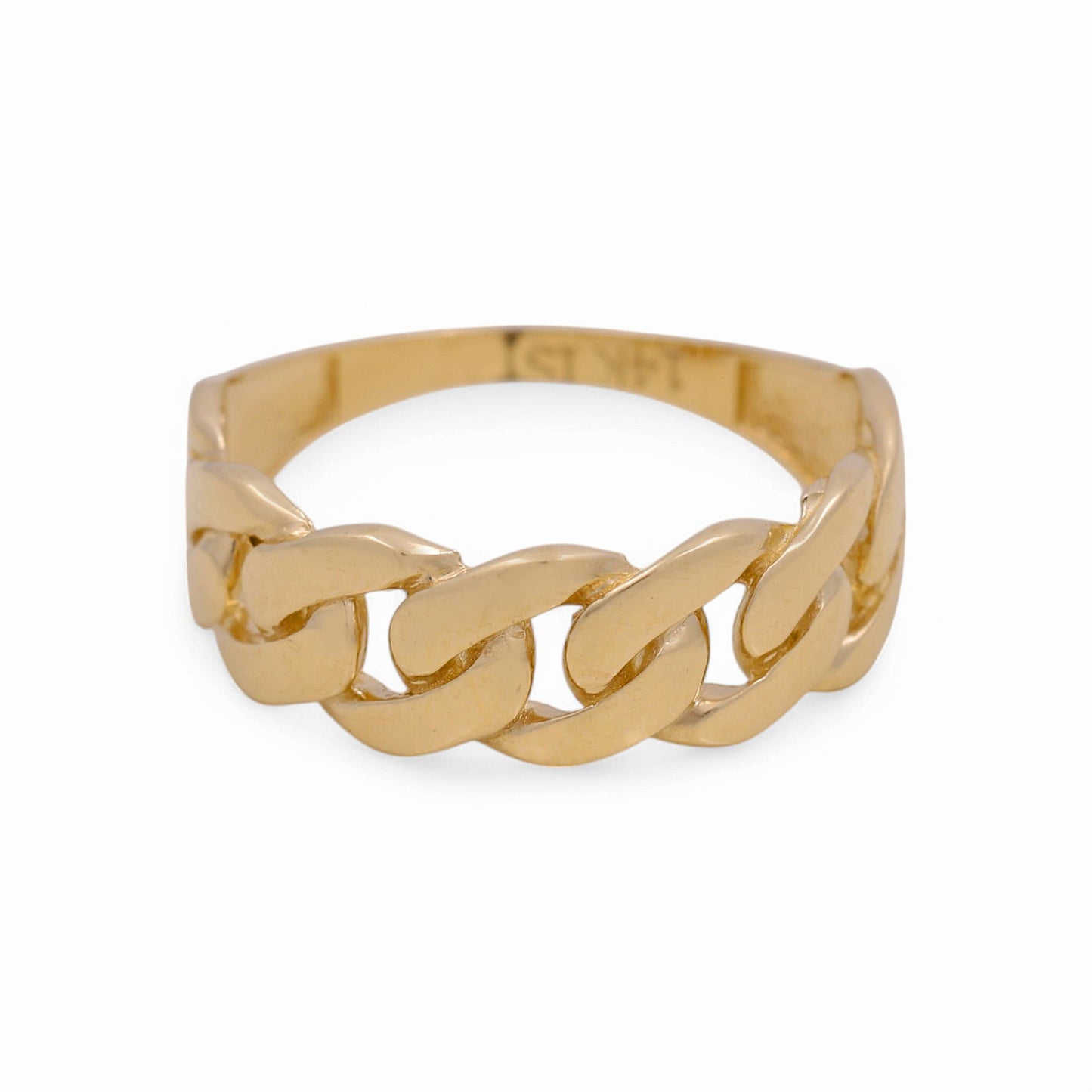 14K Yellow Gold Fashion Women's Ring with Cuban link / Size: 8.5 / Weight 2.9 GR / DOWR4FS