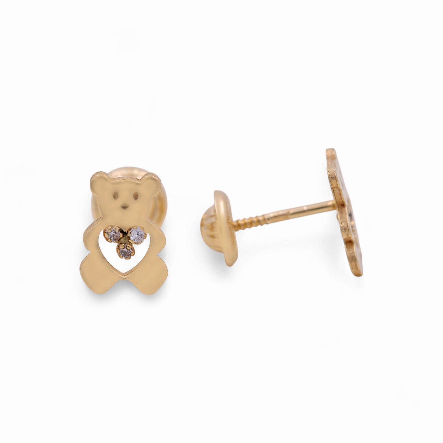 14k Yellow Gold Bear Stud Earrings With Cz / 6-A88401PS8