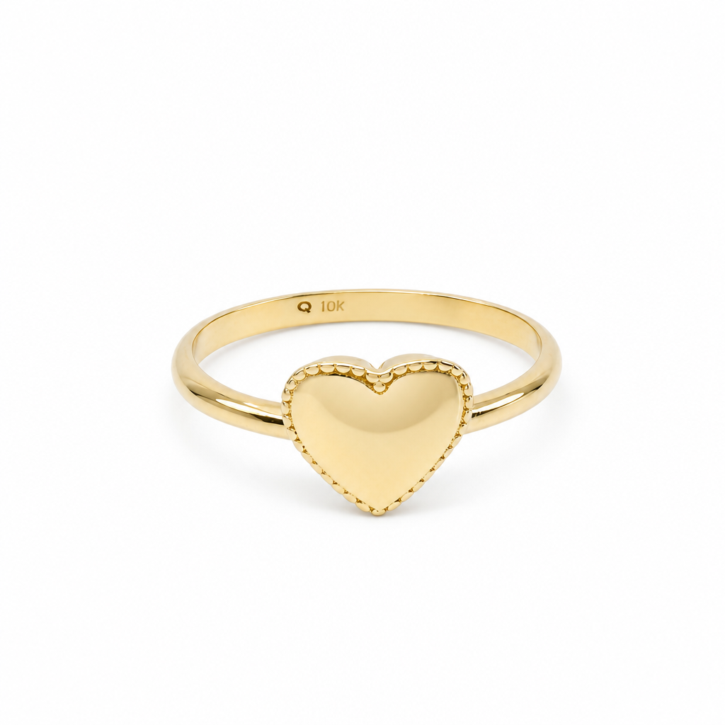 10K Yellow Gold Heart Women's Ring / Size: 7 / Weight: 1.6 GR / DQWR0HR-33