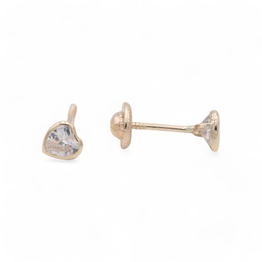 14k Yellow Gold Heart Stud Earrings With Cz / 6-523501PS4