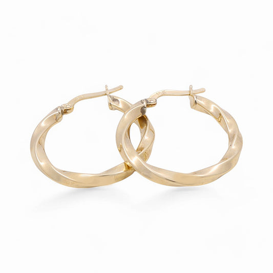 10K Yellow Gold Twist Hoops Earrings / Size: 3mm X 21mm / Weight: 2.3 GR / KOEH0TR3x21