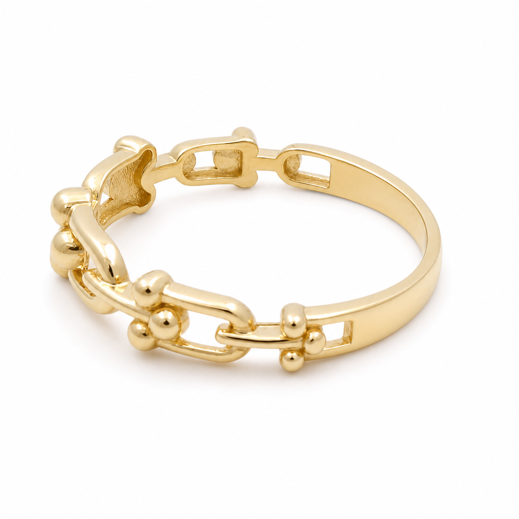 14K Yellow Gold Fashion TT Women's Ring  / Size: 7 / Weight: 1.9 GR / 401-01928