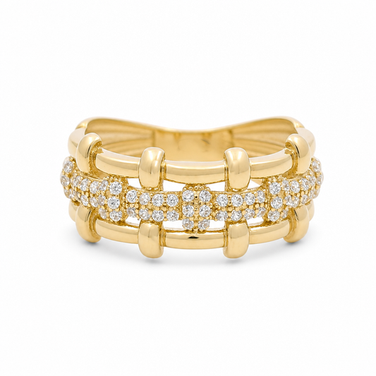10K Yellow Gold Fashion Women's Ring with Cz  / Size: 8 / Weight: 2.7GR / CQWR0FS-31