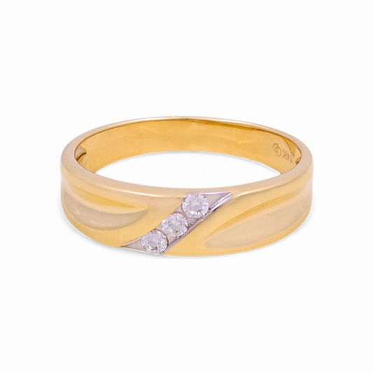 14K Yellow Gold Men’s Wedding Band / Stone: Cz / Size:10 / Weight: 3.5 GR / KEEMWB4BS-24