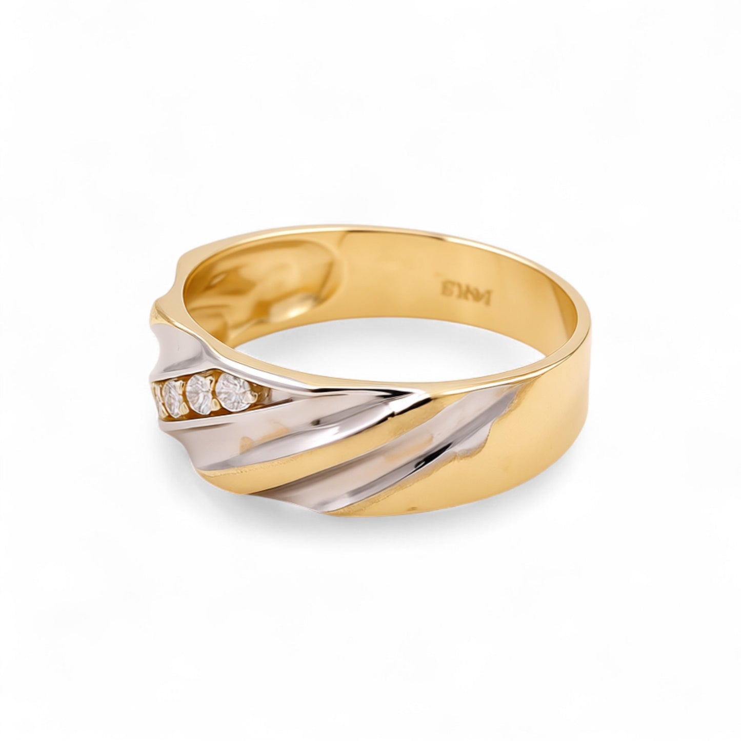 14K Yellow and White Gold Men’s Wedding Band / Stone: Cz / Size: 10.5 / Weight: 4.3 GR / DEEMWBTT4BS