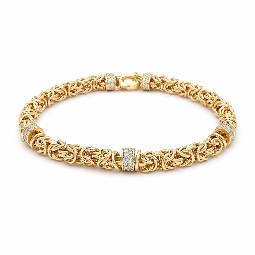 10K Yellow Gold Fashion Women's Bracelet with Cz / Size: 7.5" / Weight: 8.5 GR / DQWB0FS-2
