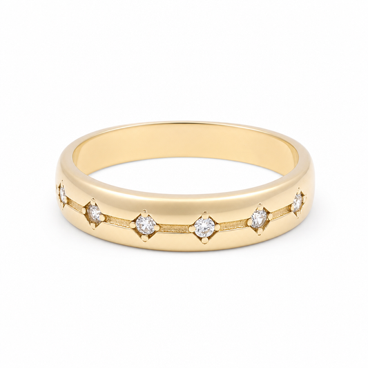 14K Yellow Gold Men’s Wedding Band / Stone: Cz / Size: 10 / Weight: 2.2 GR / IEEMWB4BS-5