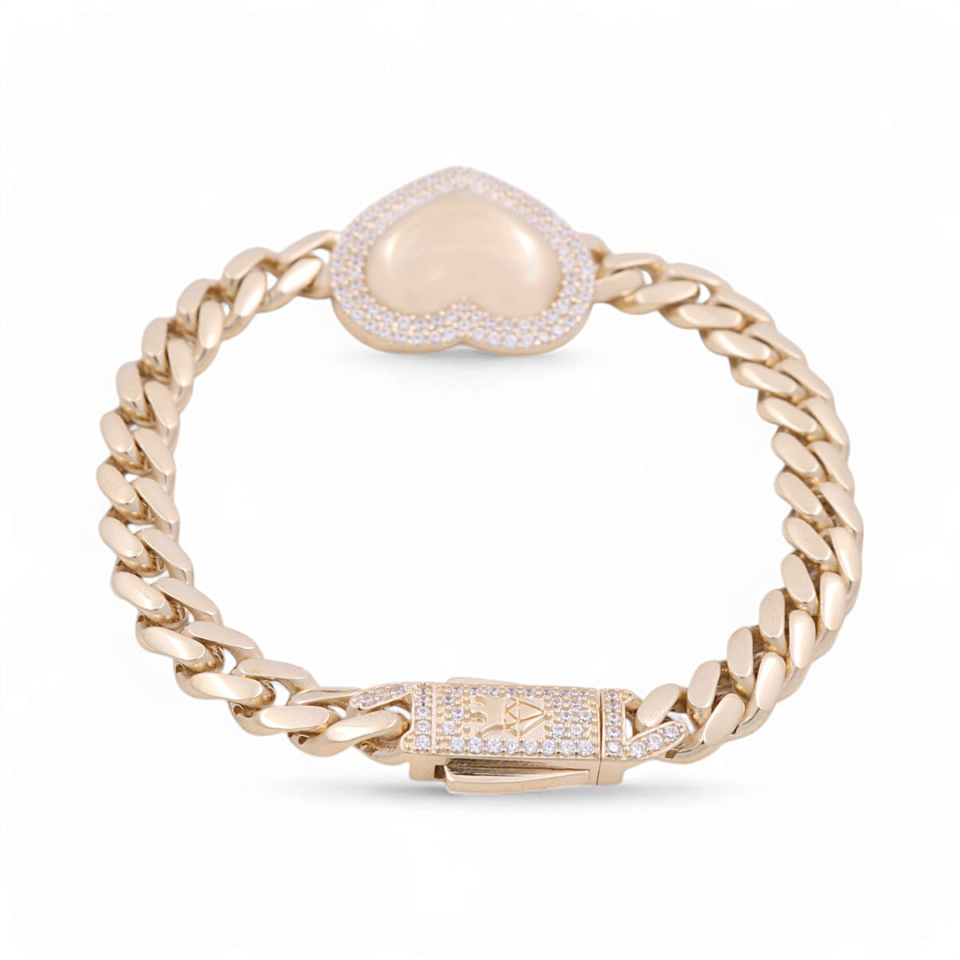 14K Yellow Gold Monaco with Fashion Heart Bracelet / CZ / Size: 7.5" / Weight: 14.1GR / DOWB4MONHR-1