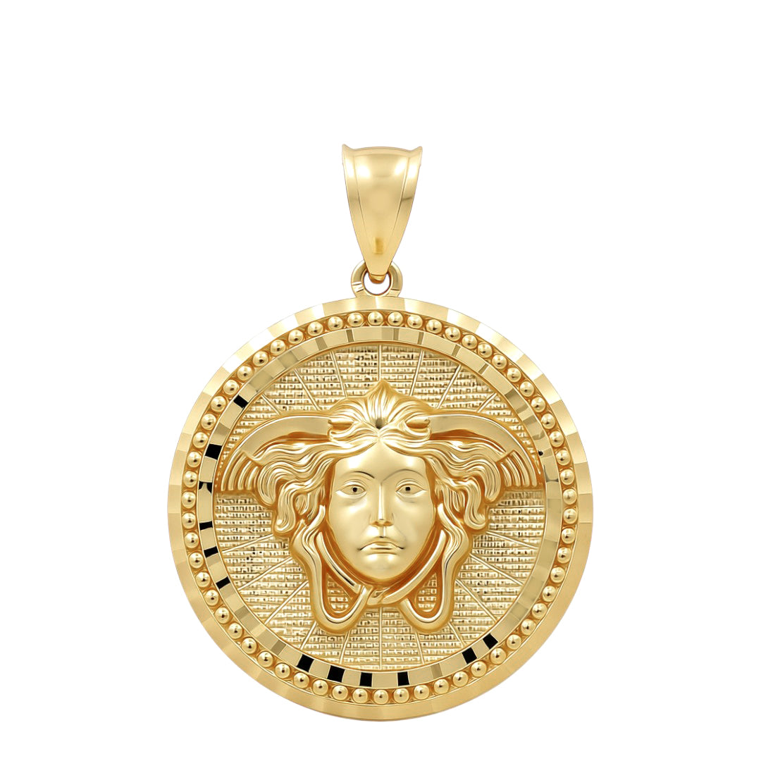 14K Yellow Gold VS Medal Pendant with Diamond Cut / Weight: 5.3 GR / COPD4VS-1