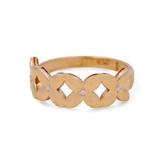 14K Yellow Gold Woman’s Flower Ring / Stone: CZ / Size: 6.5 / Weight: 2.4GR / IEEWR4FL