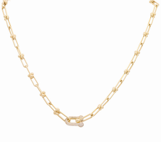 14K Yellow Gold Fashion TT Women's Necklace with Cz / Size: 18" / Weight: 14 GR / DPNK4FSTT