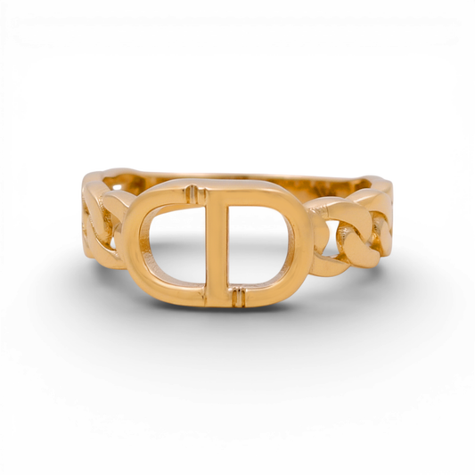 14K Yellow Gold Fashion CD Women's Ring / Size: 7.5 / Weight: 2.2 GR / Y25-910
