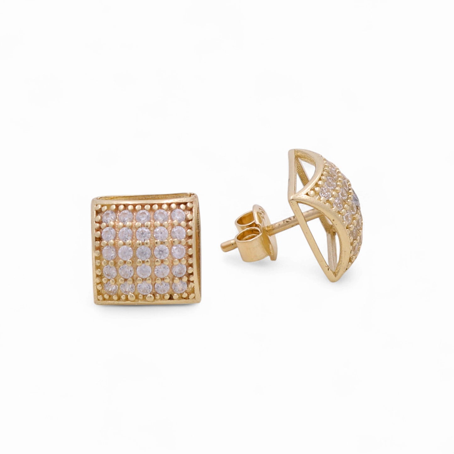 14K Yellow Gold Fashion Stud Earrings with Cz / Weight 2.1 GR / DOES4FS