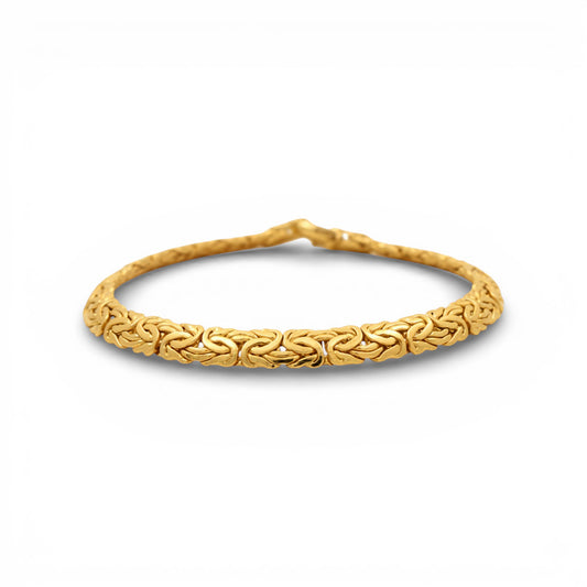 14K Yellow Gold Semisolid Byzantine Link Bracelet / Size: 7.5" / Weight: 6.3 GR / P10B-374