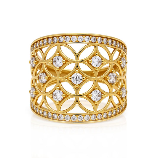 10K Yellow Gold Fashion Women's Ring with Cz / Size: 7.5 / Weight: 3.9 GR / Y23-152