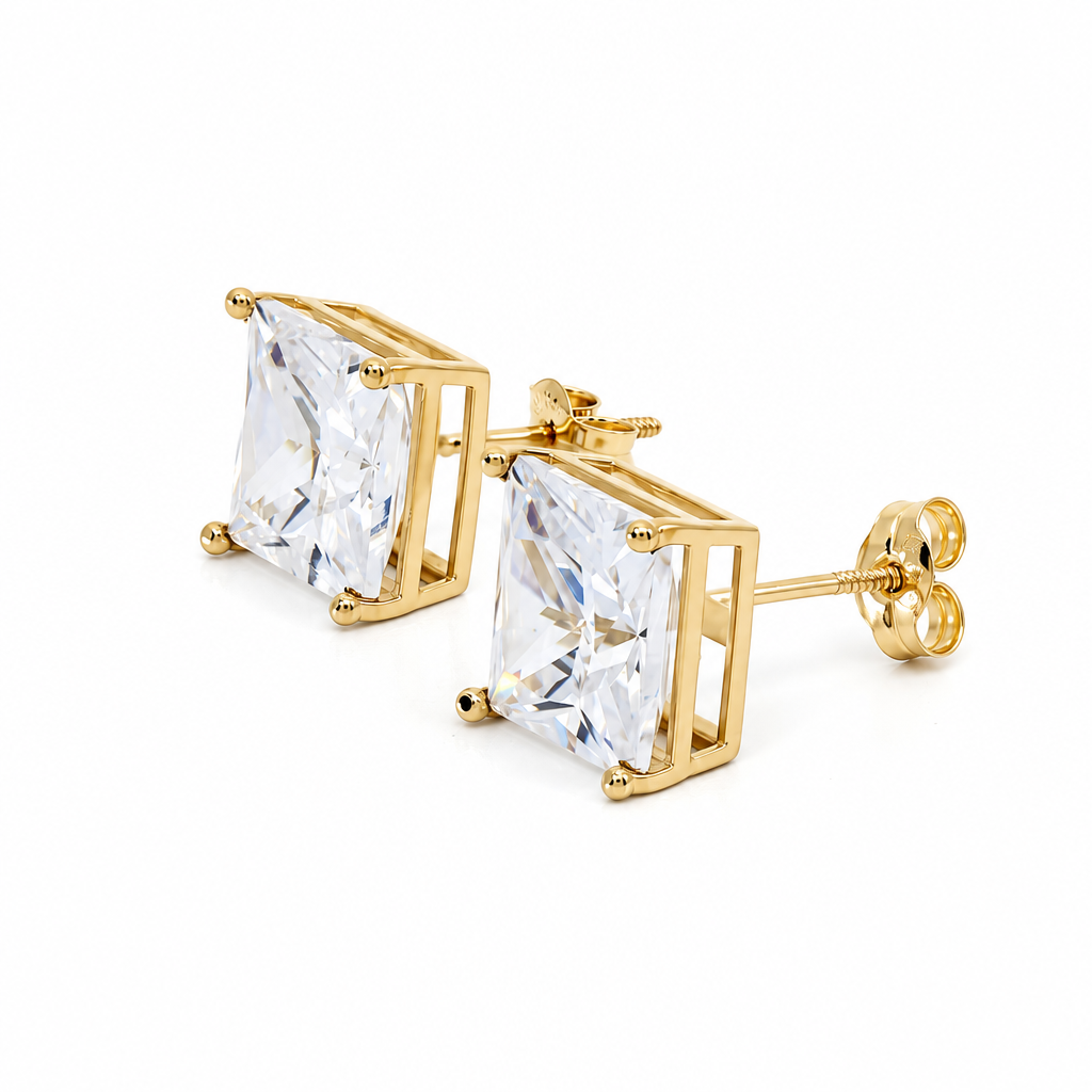 14k Yellow Gold Stud Earrings With Cz / 6-398101PS9