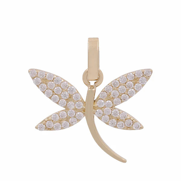 14K Yellow Gold Dragonfly Pendant with White Cz / Weight: 1 GR / CPPD4DF
