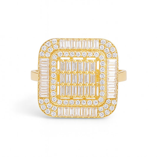 14K Yellow Gold Fashion SQ Baguette Women's Ring with White Stones / Size: 8 / Weight: 2.9 GR / DQWR4FS-47