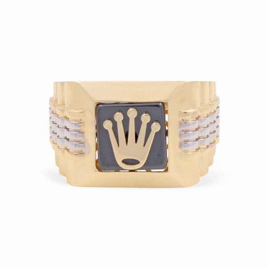 14K Yellow and White Gold Fashion RX Men's Ring with Onyx / Size: 11.5 / Weight: 8.1GR / CPMRTT4RX