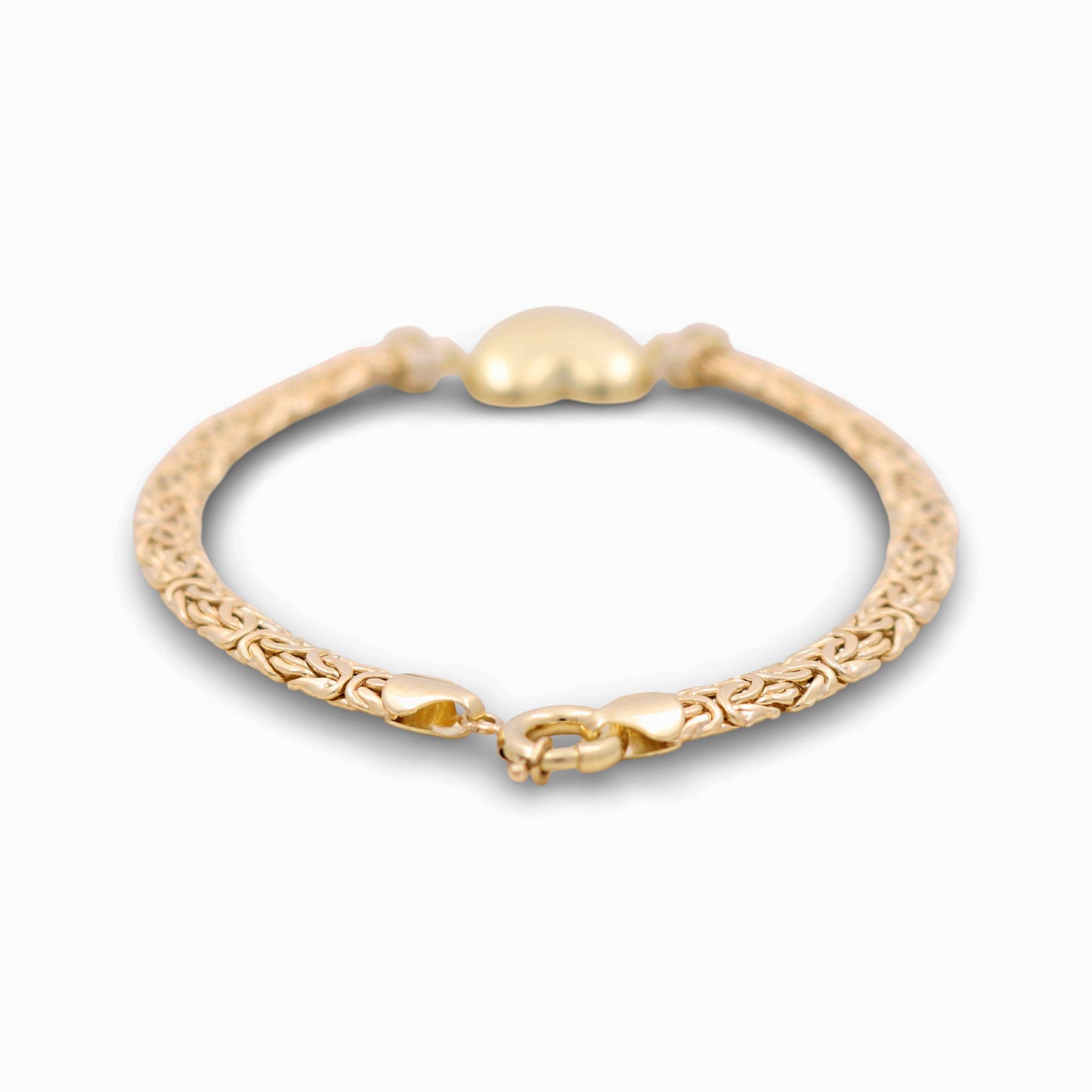 10K Yellow Gold Byzantine Link Women's  Bracelet with Heart / Stone: Cz / Size: 7.5" / Weight: 5.8 GR / DQWB0BZHR-1