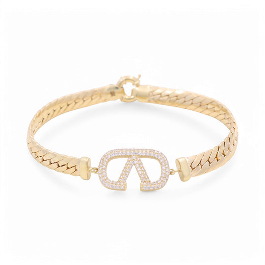 10K Yellow Gold Women's Fashion V Bracelet With Cz / Size: 7.5" / Weight: 7.5 GR / DPWB0V
