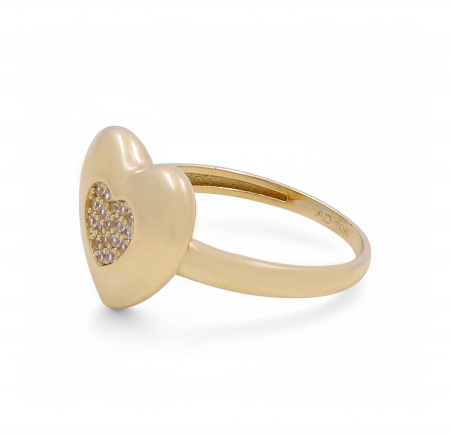 10K Yellow Gold Heart Women's Ring with Cz / Size: 7 / Weight: 1.7GR / Y25-212
