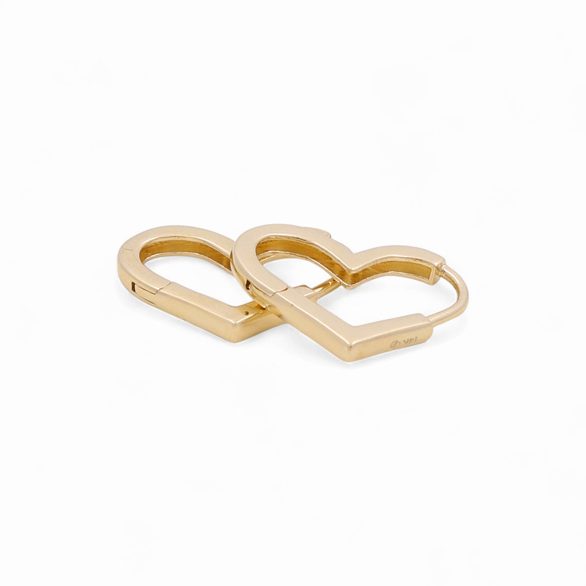 14K Yellow Gold Heart Hoops Earrings / Size: 15 MM / Weight: 2.2 GR / IEEEH4HR-1