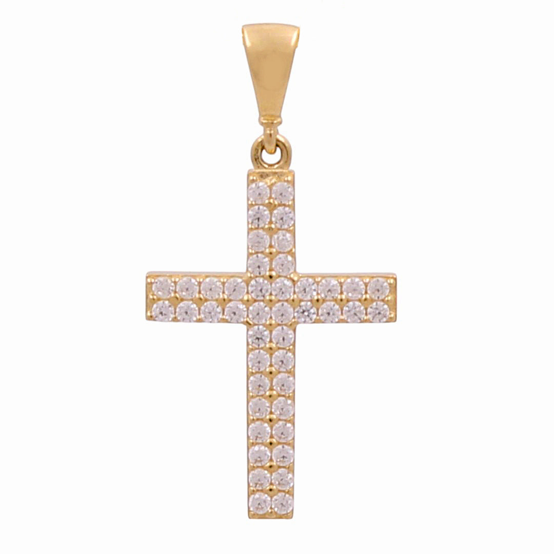 14K Yellow Gold Cross Pendant with Cz / Weight: 1.1 GR / 636-00508