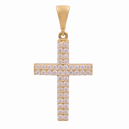 14K Yellow Gold Cross Pendant with Cz / Weight: 1.1 GR / 636-00508