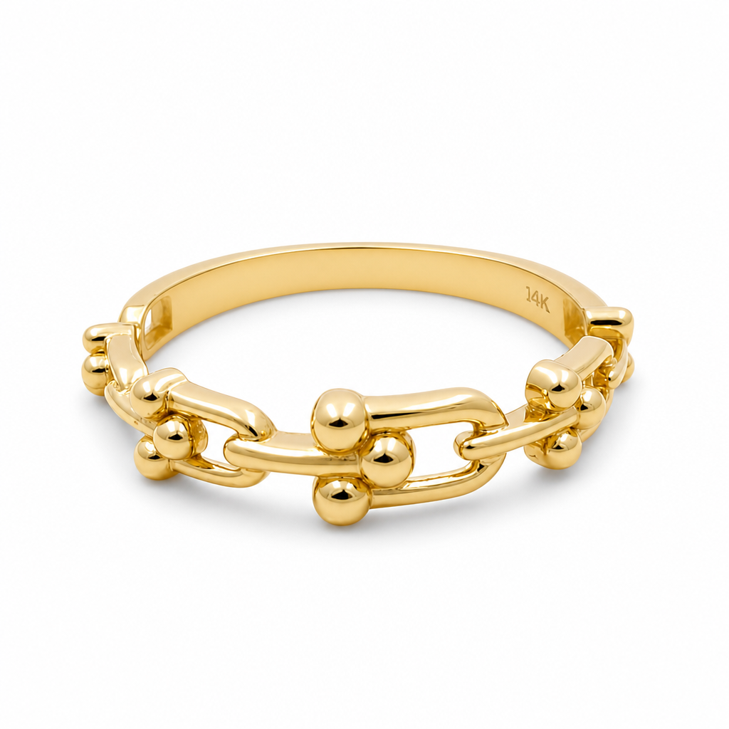 14K Yellow Gold Fashion TT Women's Ring  / Size: 7 / Weight: 1.9 GR / 401-01928