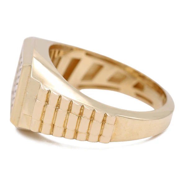 14k Yellow Gold Square Men's Ring with Cz / Size 10.5 / Weight 7.1 GR / COMR4SQCZ-3