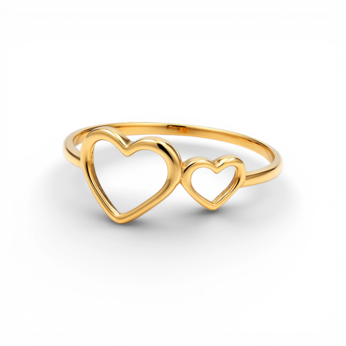 10K Yellow Gold Two Hearts Women's Ring / Size: 8. / Weight: 0.9 GR / DQWR0HR-22