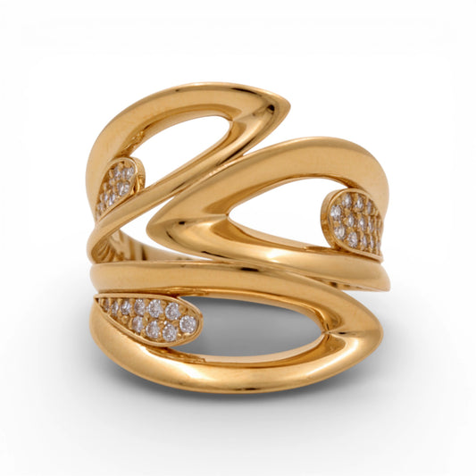14K Yellow Gold Fashion Women's Ring with Cz / Size: 7.5 / Weight: 4.1 GR / Y25-292