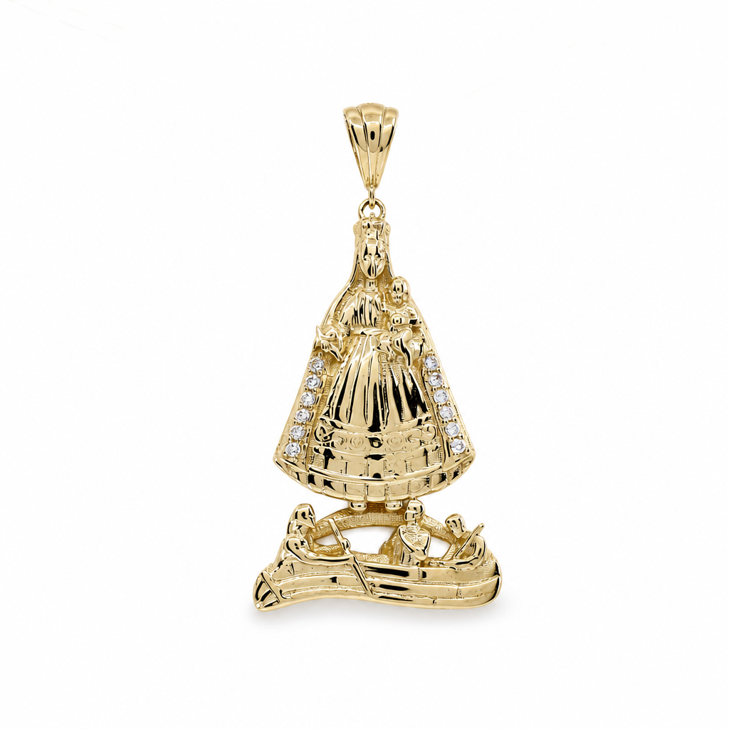 10K Yellow Gold Virgen De La Caridad Pendant / Stone: Cz / Size: Medium / Weight: 3.6 GR / DQPD0VC-1