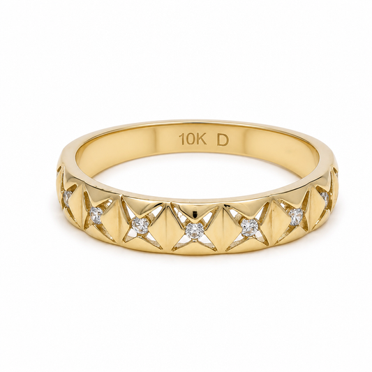 10K Yellow Gold Fashion Women's Ring / Size: 7 / Weight: 1.4 GR / DQWR0FS-90