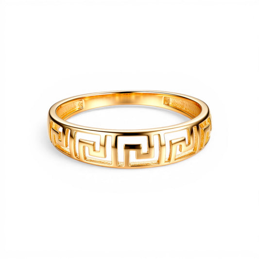 10K Yellow Gold Greek Women's Ring / Size: 8 / Weight: 1.3 GR / DQWR0GR-2
