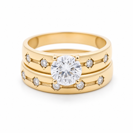 14K Yellow Gold Women’s Bridal Set / Stone: Cz / Size: 7.5 / Weight: 4 GR / IEEWR4BS-5