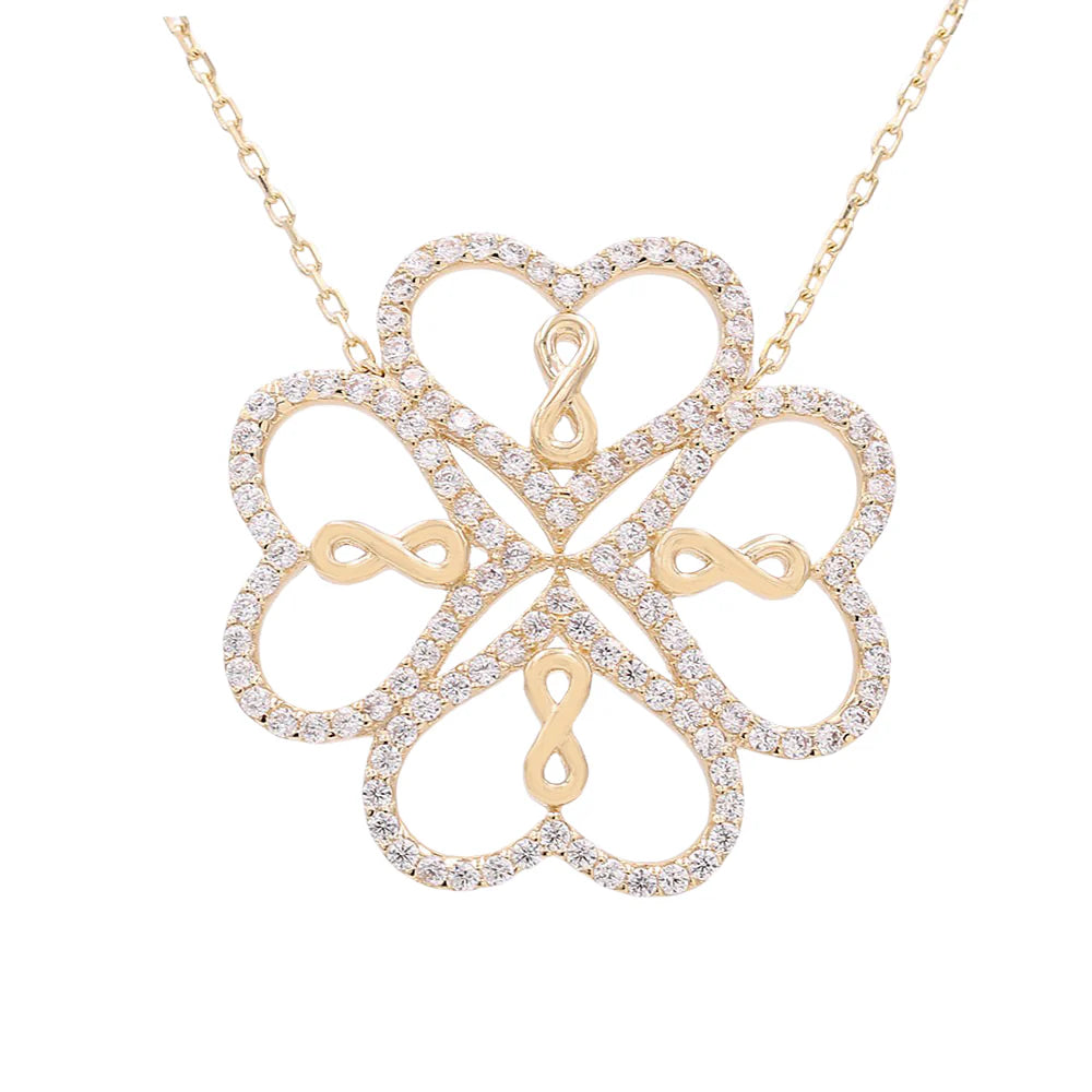 14K Yellow Gold Fashion Necklace with Heart and Infinity Pendant / Size: 17" / Weight: 3.6GR / Stone: Cz / CCNK4HRIF