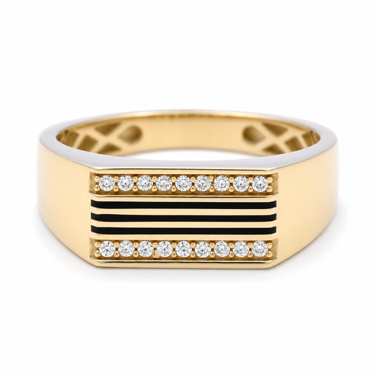 10K Yellow Gold Men's Ring with Cz Stone / Size: 10.5 / Weight: 4.2 GR / 602-00296