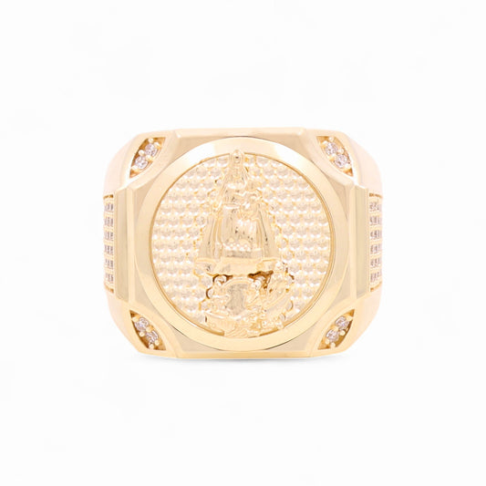 10K Yellow Gold Virgen de la Caridad Men's Ring with Cz / Size: 11 / Weight: 9.7 GR / 711-99999