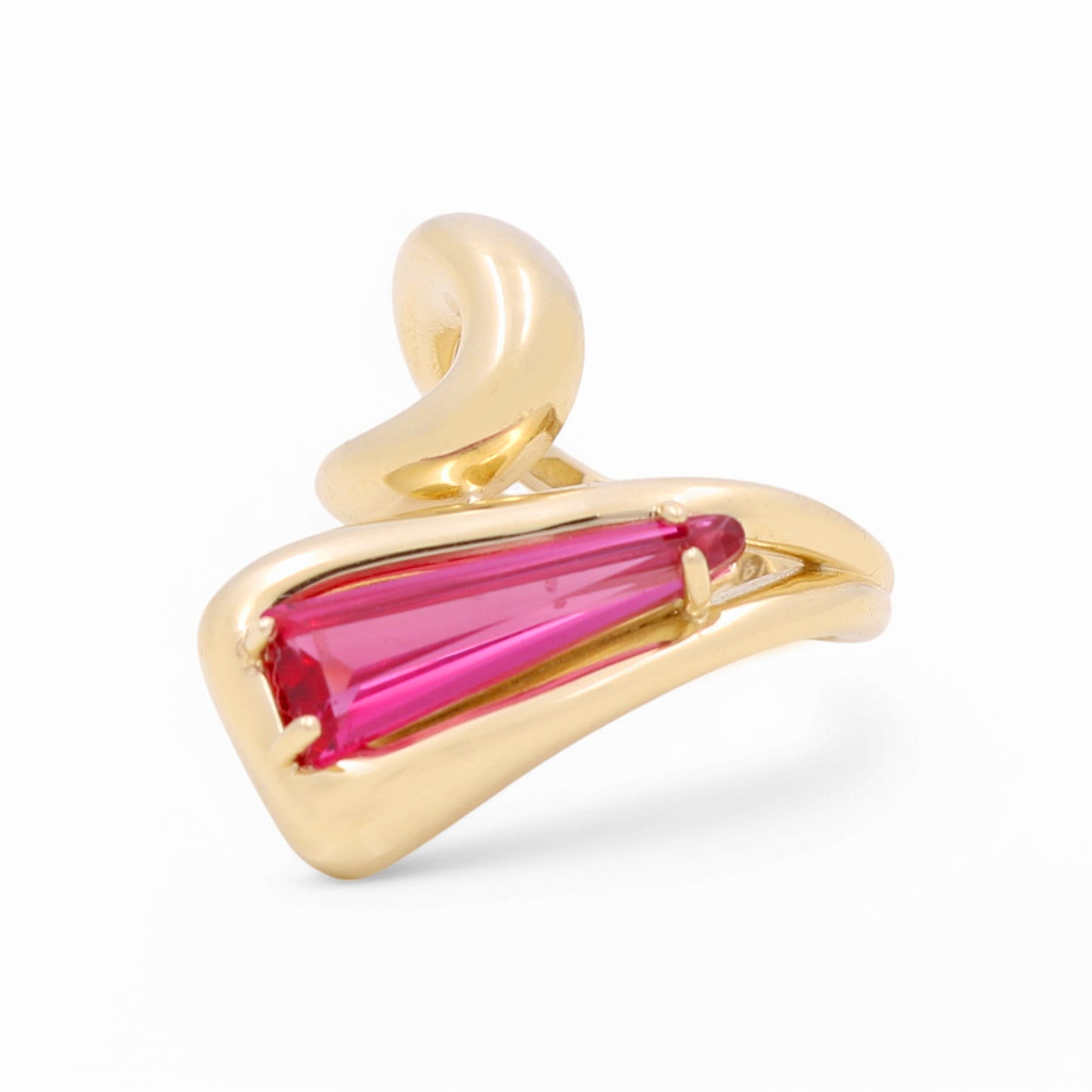 14K Yellow Gold Fashion Women's Ring with Pink Cz / Size: 7.5 / Weight: 5.4 GR / CPWR4FS-9