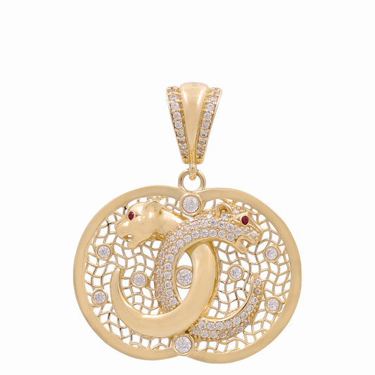 14K Yellow Gold CC Pendant with Panther and Cz / Weight: 4.8 GR / CPPD4CCPT