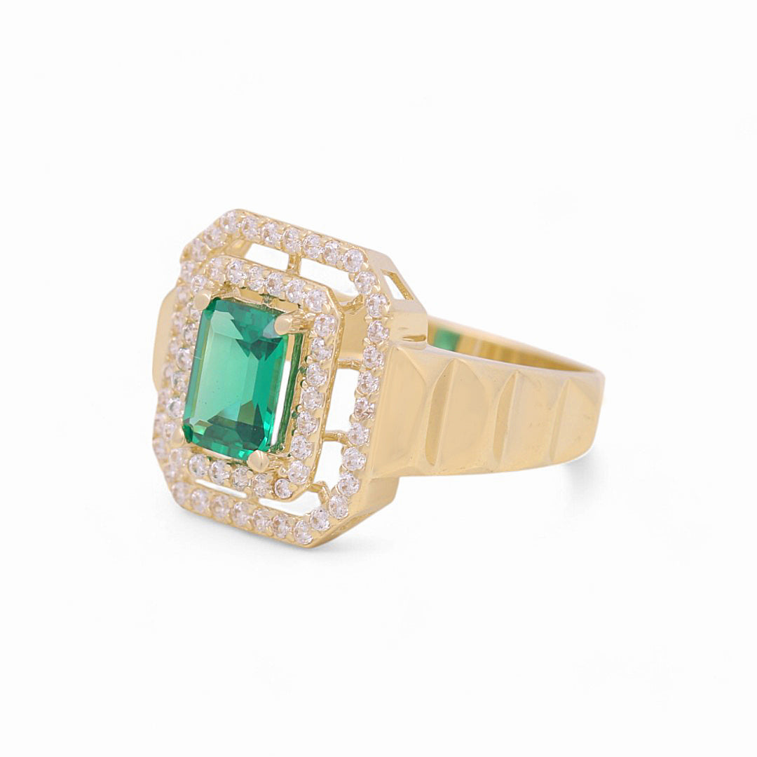 10K Yellow Gold Women's Fashion Ring with Green Cz / Size: 7 / Weight: 2.5 GR / P53R-51
